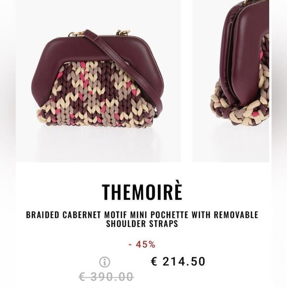 Chic Burgundy and Cream Woven Clutch - Picture 2 of 14